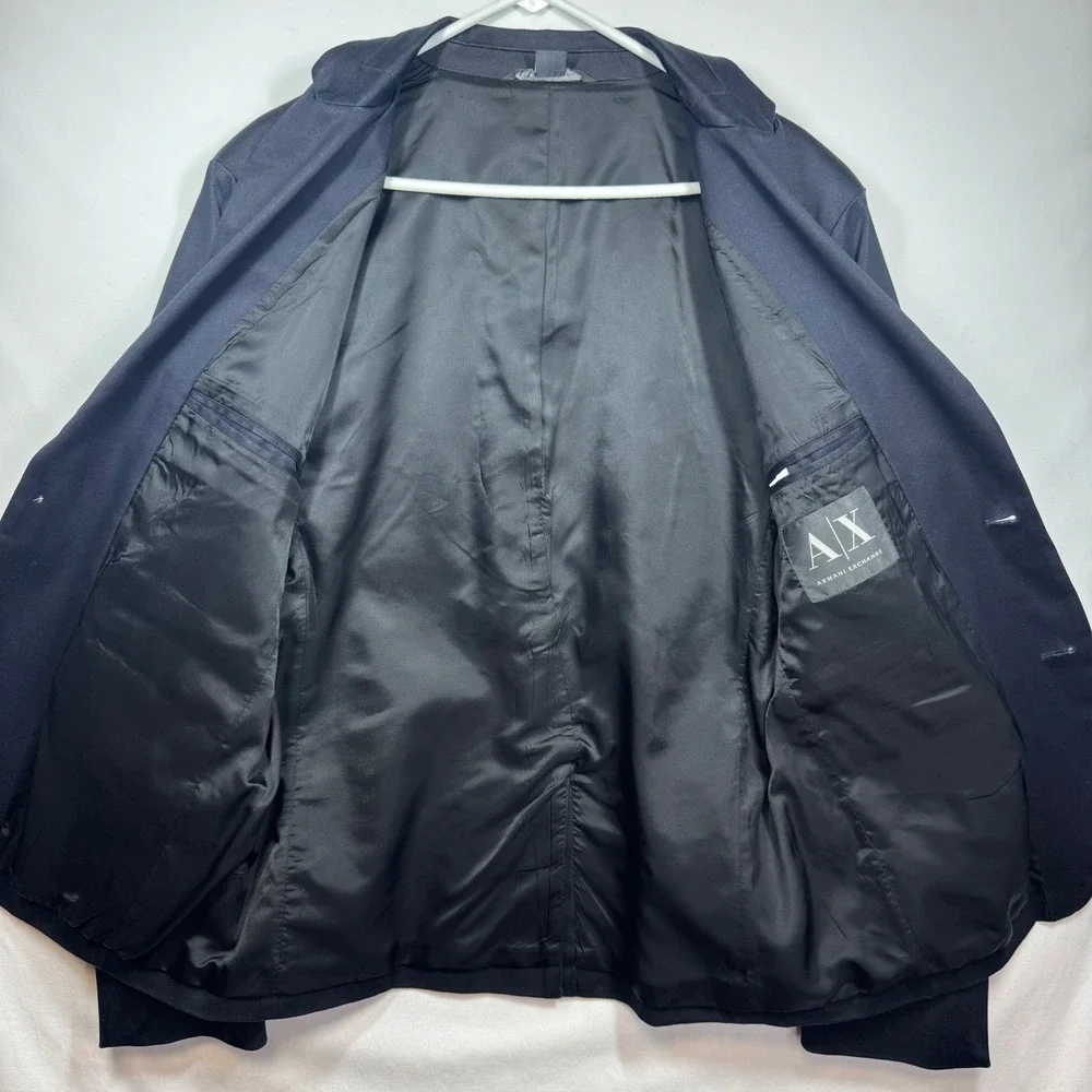 Armani Exchange Men's Navy‎ Blue Two Button Blazer Jacket Modern Casual Sz Large